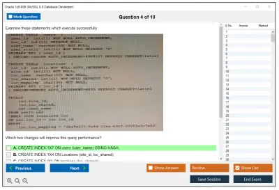 Oracle 1z0-909 MySQL 8.0 Database Developer Practice test exam simulator test engine exam Prep practice test questions answers Image 4