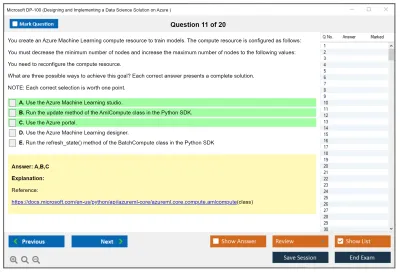 Microsoft DP-100 Designing and Implementing a Data Science Solution on Azure Practice test exam simulator test engine exam Prep practice test questions answers Image 11