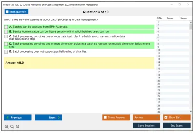 Oracle 1z0-1082-22 Oracle Profitability and Cost Management 2022 Implementation Professional Practice test exam simulator test engine exam Prep practice test questions answers Image 3