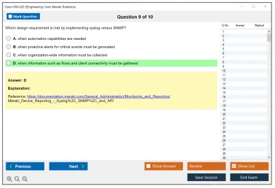 Cisco 500-220 Engineering Cisco Meraki Solutions (ECMS) v2.2 Practice test exam simulator test engine exam Prep practice test questions answers Image 9