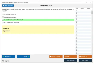NCMA CPCM Certified Professional Contracts Manager Practice test exam simulator test engine exam Prep practice test questions answers Image 9