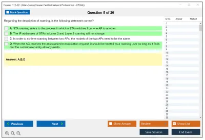Huawei H12-321 Wlan-Cewa (Huawei Certified Network Professional - CEWA) Practice test exam simulator test engine exam Prep practice test questions answers Image 5