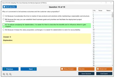 Cisco 810-440 Adopting The Cisco Business Architecture Approach (DTBAA) Practice test exam simulator test engine exam Prep practice test questions answers Image 10