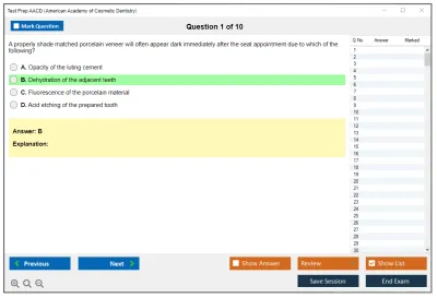 Test Prep AACD American Academy of Cosmetic Dentistry Practice test exam simulator test engine exam Prep practice test questions answers Image 1