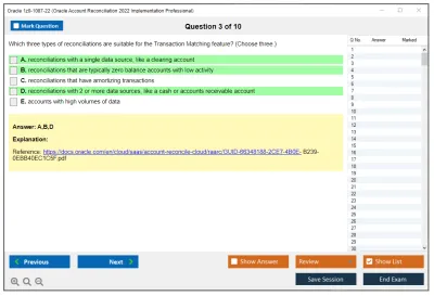 Oracle 1z0-1087-22 Oracle Account Reconciliation 2022 Implementation Professional Practice test exam simulator test engine exam Prep practice test questions answers Image 3