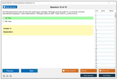 Android AND-801 Android Application Development v8 Practice test exam simulator test engine exam Prep practice test questions answers Image 10