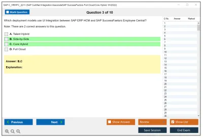 SAP C_HRHFC_2211 SAP Certified Integration AssociateSAP SuccessFactors Full Cloud/Core Hybrid 1H/2022 Practice test exam simulator test engine exam Prep practice test questions answers Image 3