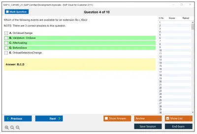 SAP C_C4H460_21 SAP Certified Associate - Developer - SAP Sales and Service Cloud Practice test exam simulator test engine exam Prep practice test questions answers Image 4