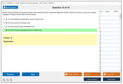 SAP C_HANATEC_17 SAP Certified Technology - SAP HANA 2.0 SPS05 Practice test exam simulator test engine exam Prep practice test questions answers Image 12