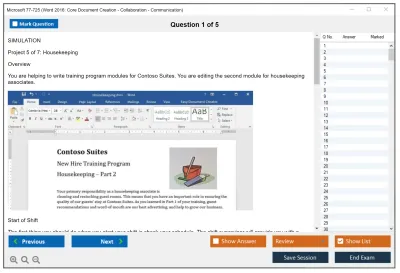 Microsoft 77-725 Microsoft Word 2016 Core: Document Creation, Collaboration and Communication (MOS) Practice test exam simulator test engine exam Prep practice test questions answers Image 1