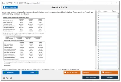 Cima CIMAPRO15-P01-X1-ENG P1 Management Accounting Practice test exam simulator test engine exam Prep practice test questions answers Image 3