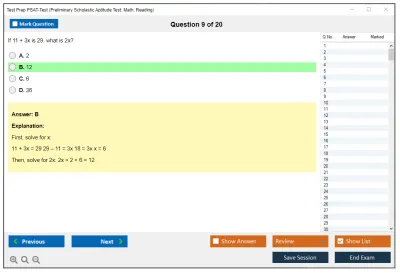 Test Prep PSAT-Test Preliminary Scholastic Aptitude Test: Math, Reading Practice test exam simulator test engine exam Prep practice test questions answers Image 9