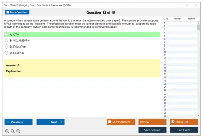 Cisco 300-610 Designing Cisco Data Center Infrastructure (DCID) Practice test exam simulator test engine exam Prep practice test questions answers Image 12